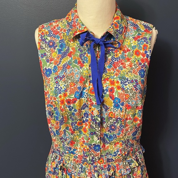 Liberty Floral J. Crew Sleeveless Midi Dress Size 4 with pockets - Picture 2 of 3